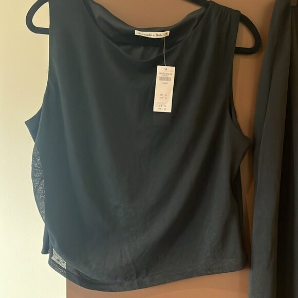 NWT Black Mesh Shell Women's Skirt and High Neck Top Set - Picture 2 of 4